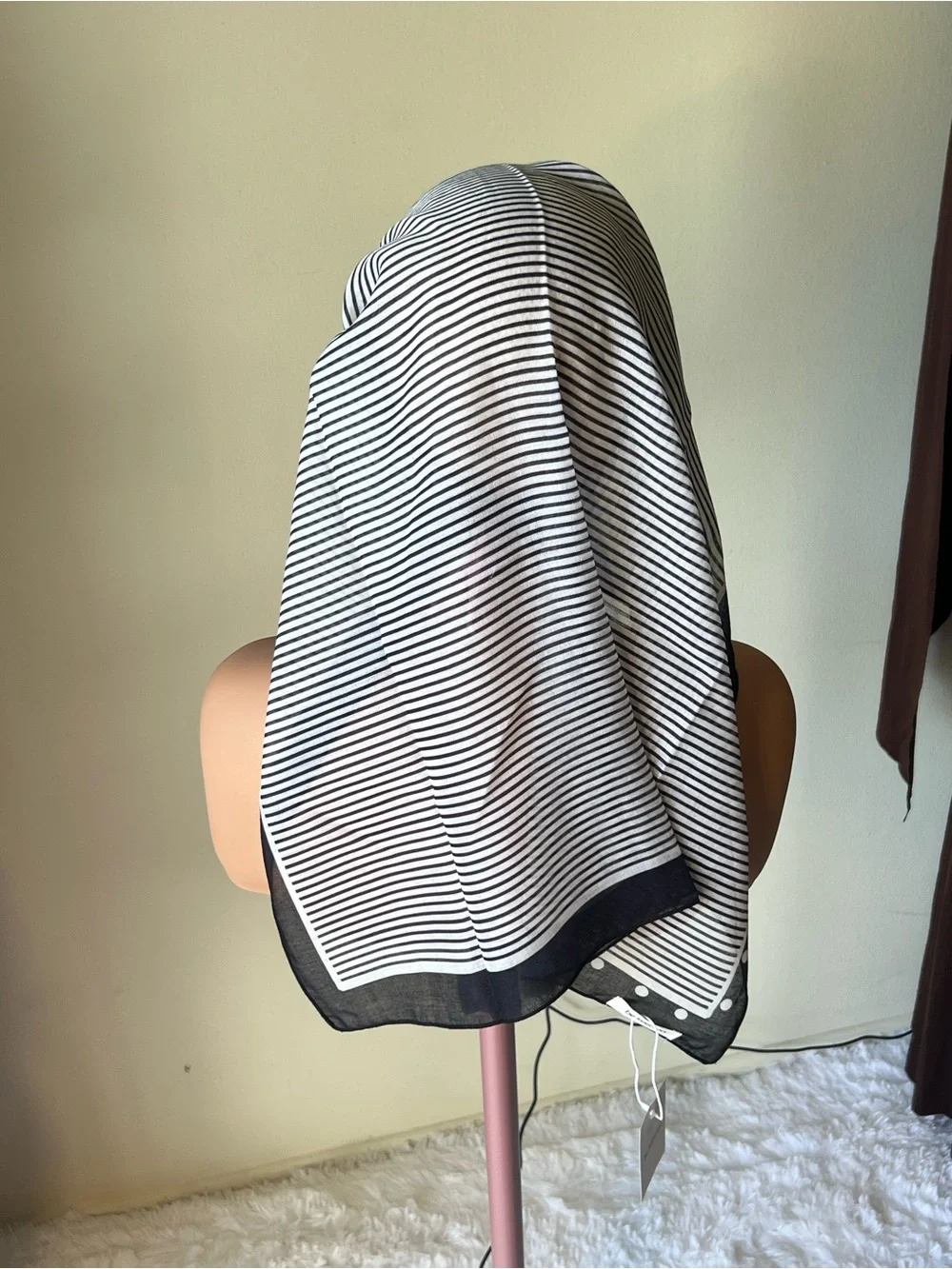 Striped Black & White Head cotton Wrap Scarf